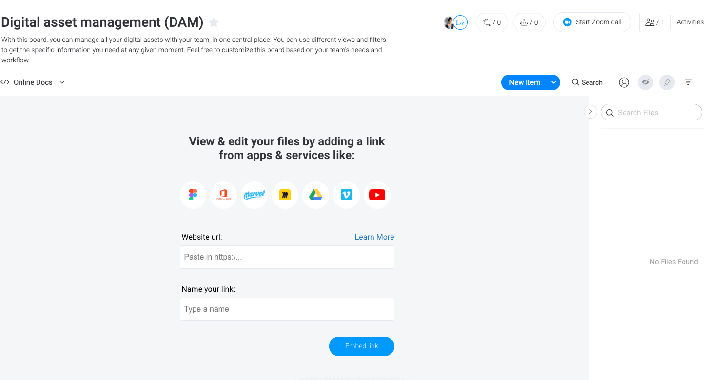 Digital asset management template